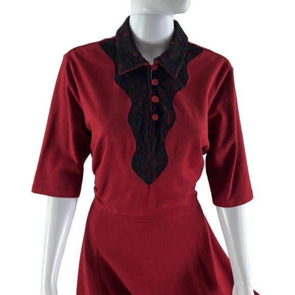 eShakti 14 Dress Artfully Floral Embroidered Ruched I Love Lucy Audrey Hepburn - Picture 3 of 16